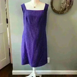 Akris Punto purple tweed square neck dress size 14